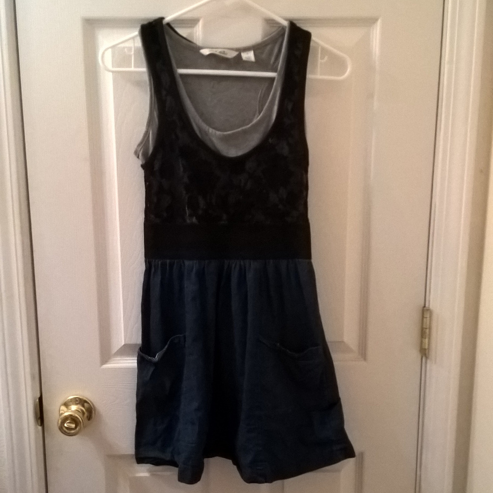 Derek Heart Layered Dress with Pockets S